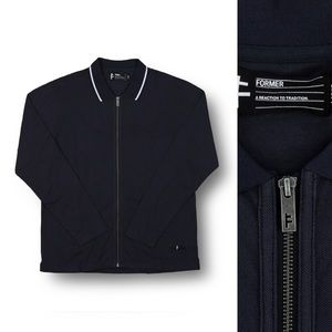 NWT Former Merchandise Uniform Long Sleeve Navy Polo Jacket Zip Up Skater